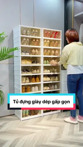 Chiếc tủ đựng giày dép tự gọn gàng tiện lợi mà decor còn xinh lắm nha 😍 #tudunggiaygapgon #tugiaydepgapgon #tudunggiaydep #tudunggiaydepgapgon #dodungtienich 