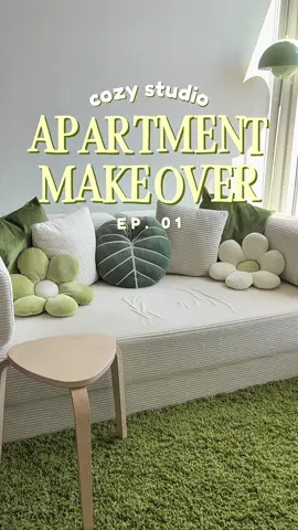 the cozy studio apartment makeover series begins!🏡🌱✨ I’m so grateful to finally have my own space that i can decorate to my heart’s desire!💚 my current goal is to fully deck out my apartment within the next few months, so follow me along in this cozy journey! 🍵  is there anything you want to see next in this apartment makeover series?👀🍃 🏷️🌿 #apartmentmakeover #studioapartment #homedecor #livingroomdecor #pinterestaesthetic  