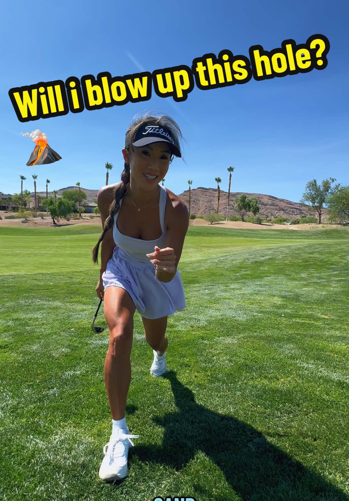 Hole No. 10 at Arroyo Country Club over at Red Rock in Vegas. 285yds from the Green Tees…… I broke 80 this round and this was very early on and considered “hole 4” cause they make you start on 7…. so i thought for sure this would be my “blow-up hole” 🌋 😂. Thankfully i escaped unscathed with just a bogey.  #playaholewithme #bogey #golftiktok #fyp #break80 