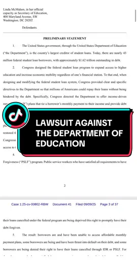 I absolutely love reading lawsuits and we have a Amended Class Action Lawsuit filed by the American Federation of Teachers against US Department of Education… Let’s talk about what the complaint means and how it speaks to current Federal Student Loan borrowers. #studentloans #tiktoklive #education 