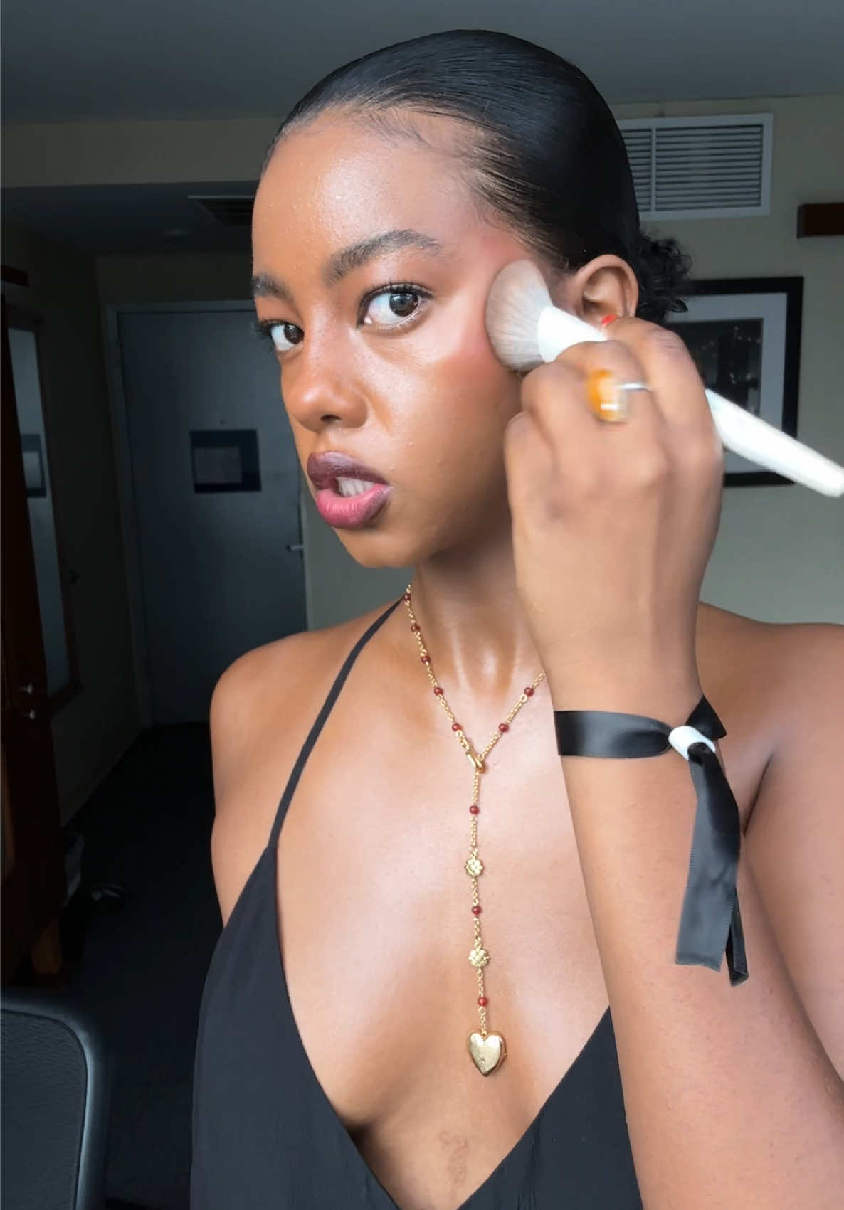Day 3 of fashion week (I think) my feet are so mad at me lolll but I’m having sm fun! This is my ootd! The face is servinggg today so the hair is sleek back & the blush I used is @Saie and gloss is @Lancôme  #fashionweek #fashionweek2025 #nyfw2025 #nyfwoutfit 