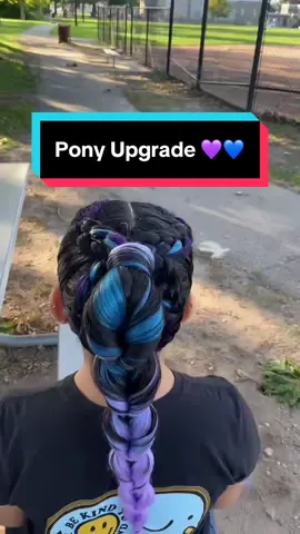 STOP SCROLLING!! 🛑 Take a look 🥵 the super easy ponytail just got an upgrade 💙💜 #gabby101 #BraidArtistry #gamedayhair #BraidMagic #ponytailtutorial 