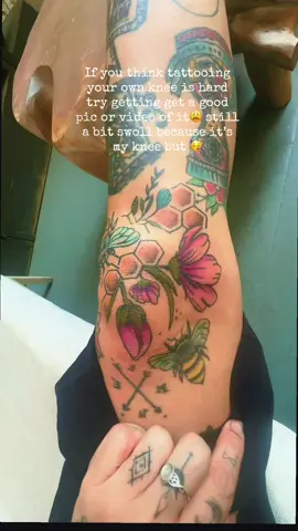 Finally shot at my birds and the bees knee . I’ve wanted this tattoo forever and I’m proud of the dedication I’ve had to tattoo it in 3 freaking sessions #tattoos #beesknees 