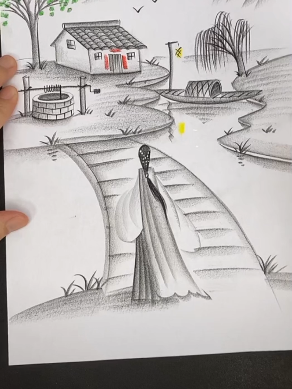 How To Draw a Beautiful Village ✏️  . . . #sketch #artist #drawingforbeginners #drawings #howtodraw 