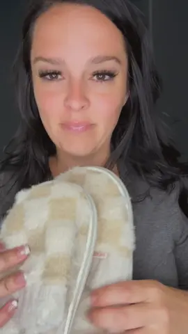 I never want to take them off #cozyslippers #plaidslipper #checkeredslippers #fuzzyslippers 