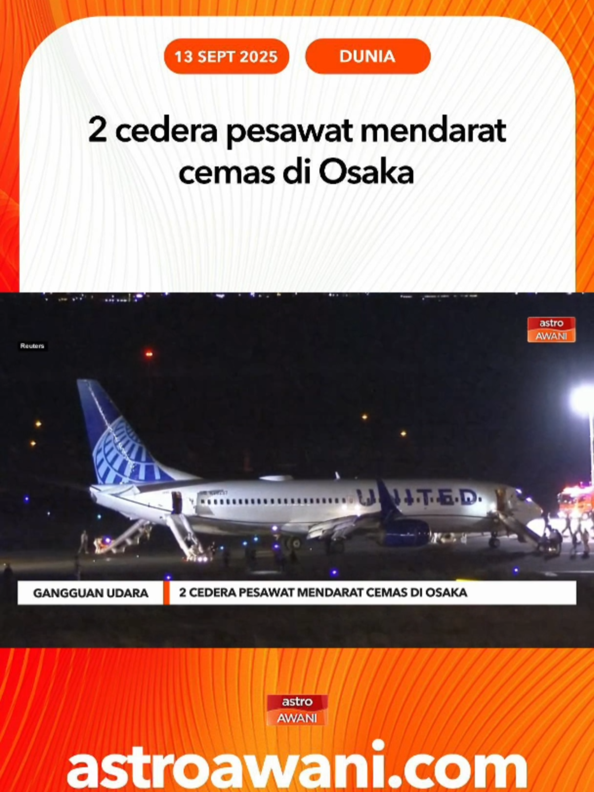 Pesawat dari Tokyo ke Cebu terpaksa mendarat cemas di Osaka selepas pengesan kebakaran kargo diaktifkan di ruang udara Lautan Pasifik. #AWANInews