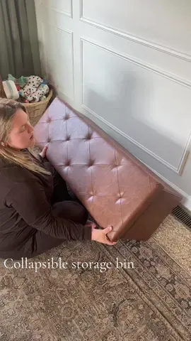 Double the function, half the clutter 👏 This collapsible storage bin bench hides away blankets, toys, and more, while doubling as extra seating. Stylish, sturdy, and space-saving, it’s the perfect piece for living rooms, bedrooms, or playrooms #StorageBench #SmallSpaceLiving #HomeOrganization #ToyStorageHack #FunctionalFurniture 