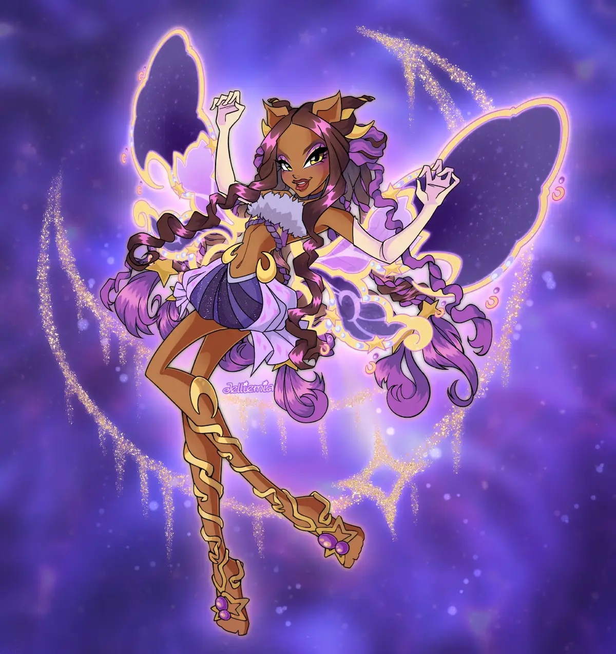 I'm finally able to post again 💖 thank you for all the support while I was inactive.  You're the best 💖 I Making my own Winx Club reboot because Rainbow Studio failed so much  🌙Clawdeen Wolf - fairy of night 💙Lagoona Blue - fairy of water  💛Cleo de Nile- fairy of time 💜Elissabat- fairy of darkness 🩷Draculaura - fairy of love  Which monster high girl would u like to see in Enchantix next? #winxclub #monsterhigh #viralpost #winxclubedit #enchantix 