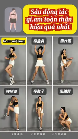 6 Động tác tập toàn than hiệu quả nhất. #luyentapmoingay #goclamdep #tiktok #xuhuong #luyentaptainha #viral #challenge #Fitness #foryoupage #trending #fyp #tips #mẹohay 