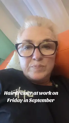 Laying on the couch in the salon on a Friday.  #fypシ #hairtok #hairstylistsoftiktok 