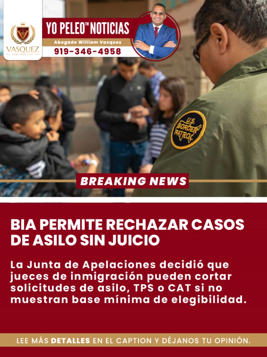 🚨 NUEVO PRECEDENTE: La Junta de Apelaciones de Inmigración (BIA) decidió que jueces pueden rechazar asilos sin audiencia completa si no hay base legal mínima. ⚖️ ❓¿Tienes un caso de asilo pendiente? ⚠️ No tomes riesgos: tu solicitud debe estar bien armada desde el inicio y con apoyo de un abogado experto. #AsiloUSA #NoticiasMigratorias #YoPeleo #BreakingNews #USA #Asilo#fypシ゚viral #Uscis #Abogado #Immigration #EEUU #Noticias