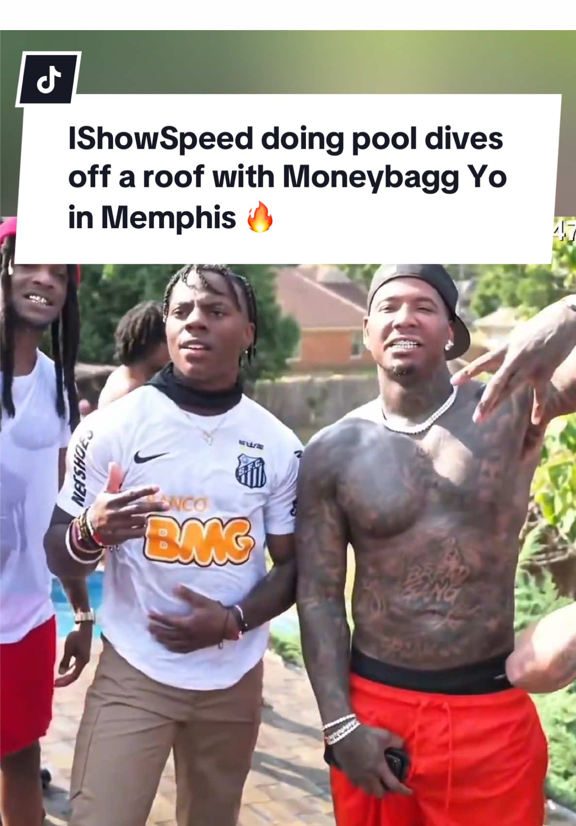 IShowSpeed doing pool dives off a roof with Moneybagg Yo in Memphis 🔥@Moneybagg Yo @IShowSpeed #moneybaggyo #ishowspeed #memphis #fyp #viral 