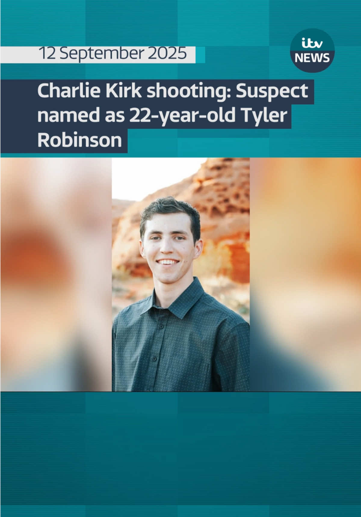 The man held in connection with the shooting of Charlie Kirk has been named as 22-year-old Tyler Robinson. #itvnews 