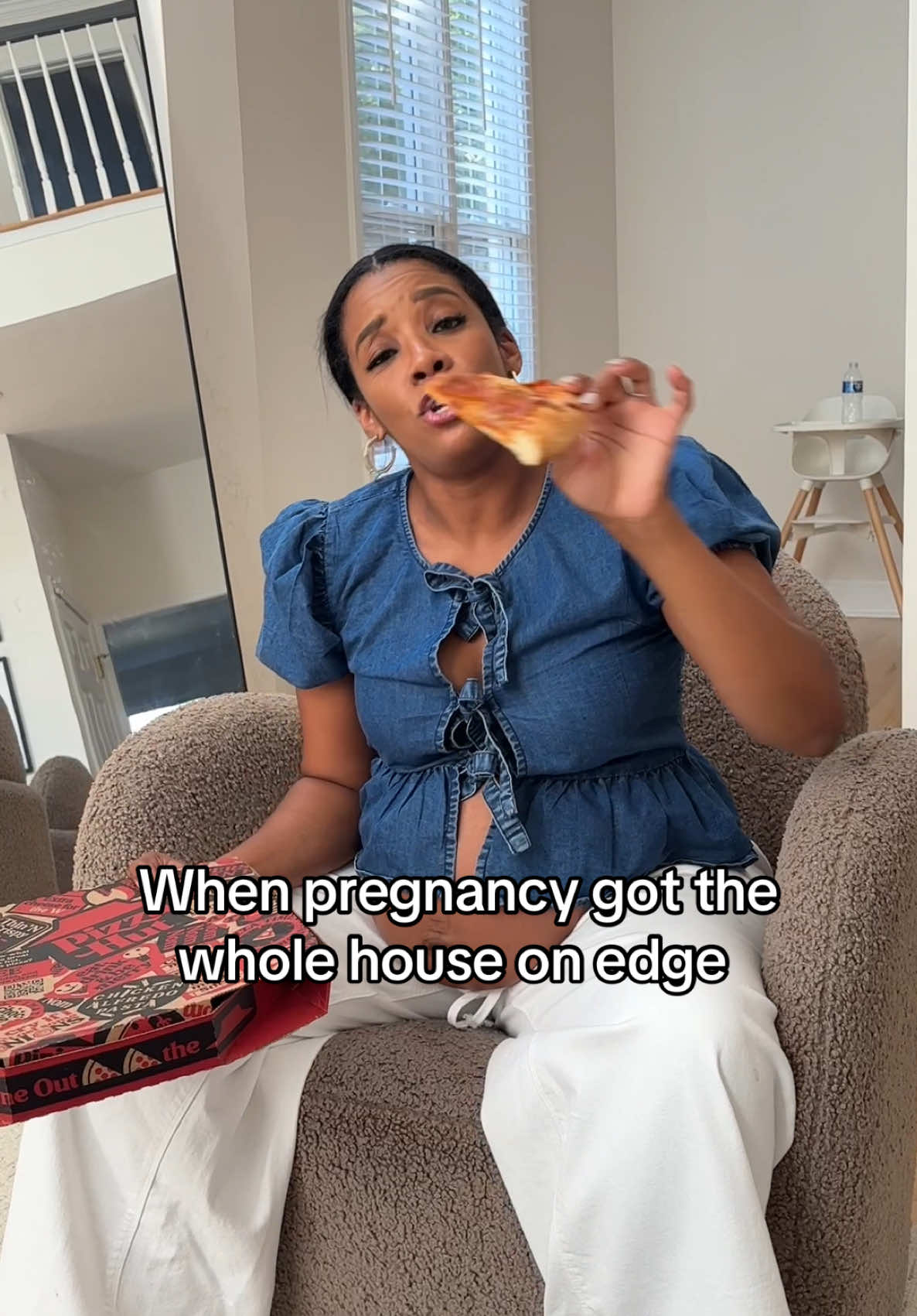 Try being my size Amy!!! The accuracy is unmatched. #pregnantlife #expectingmom #marriedlifehumor #marriedcouple #pregnantmama #momhumor #marriagecomedy #couplememes #pregnanttiktok #husbandwifecomedy #thirdtrimesterbelike 