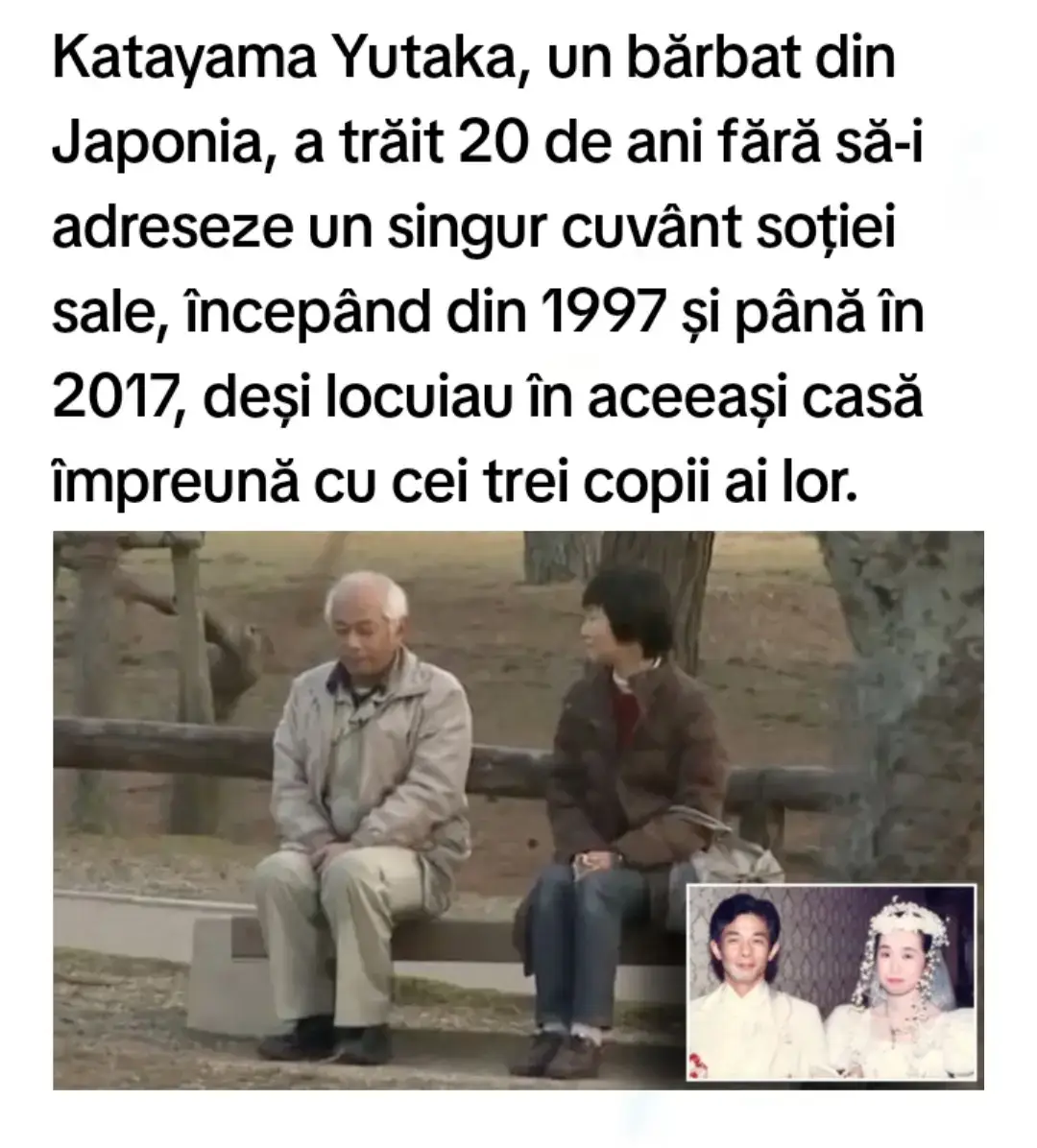Katayama Yutaka, a man from Japan, lived for twenty years without speaking a single word to his wife, starting in 1997 and until 2017, even though they lived in the same house together with their three children. The reason seemed trivial: work, stress, and pride had built a wall of silence between him and the women who had stood by his side all his life. In Japanese culture, there is even a term for this phenomenon: 