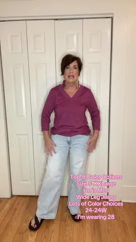 Vneck 3/4 sleeve tshirt and wide leg stretchy jeans! #vneck #sleeves #comfortable #tiktokshop #tiktokshopfinds