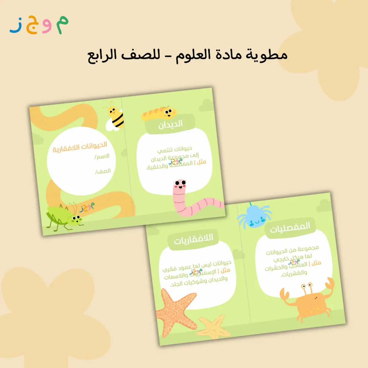 للاستفسار والطلب من خلال الرقم المرفق بالبايو  #الحيوانات_اللافقارية  #علوم #الصف_الرابع  #مطوية   