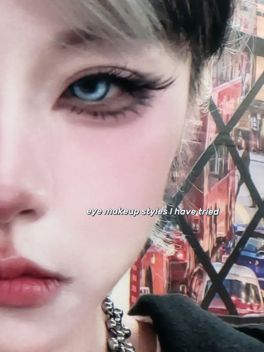 my eye makeup is typically very experimental so I've compiled a few of my diff looks I've tried. I also have slightly hooded, sleepy eyes so I typically don't like wearing upper lashes as much unless it's for cosplay / dramatic makeup  #makeup #y2k #fashioninspo #cosplay 