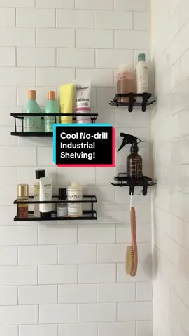 Rustproof shelves that last 6 years + the adhesive can hold 40lbs of weight. Impressive! Little things sold me though—3 different sizes, a bunch of hooks for accessories and loops on the ends for even more stuff if you need it! They made my shower look a LOT more organized and stylish in about 15 minutes 😊👍🏼 #bathroomshelves #nodrillshelves #tiktokshop #CleanTok #bathroomorganization 