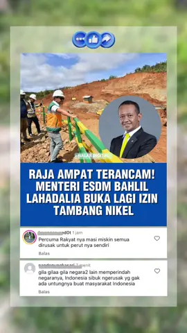 Pemerintah lewat Kementerian ESDM kembali mengizinkan tambang nikel PT Gag Nikel di Raja Ampat beroperasi. Keputusan ini menuai kecaman karena dinilai serakah, mengorbankan ekosistem laut dan masyarakat adat demi investasi. Aktivis menyebut langkah ini bertolak belakang dengan komitmen menjaga alam Papua. Sumber Web: CNBC Indonesia  #RajaAmpat #TambangNikel #BahlilLahadalia #nalardigital #beritaterkini 