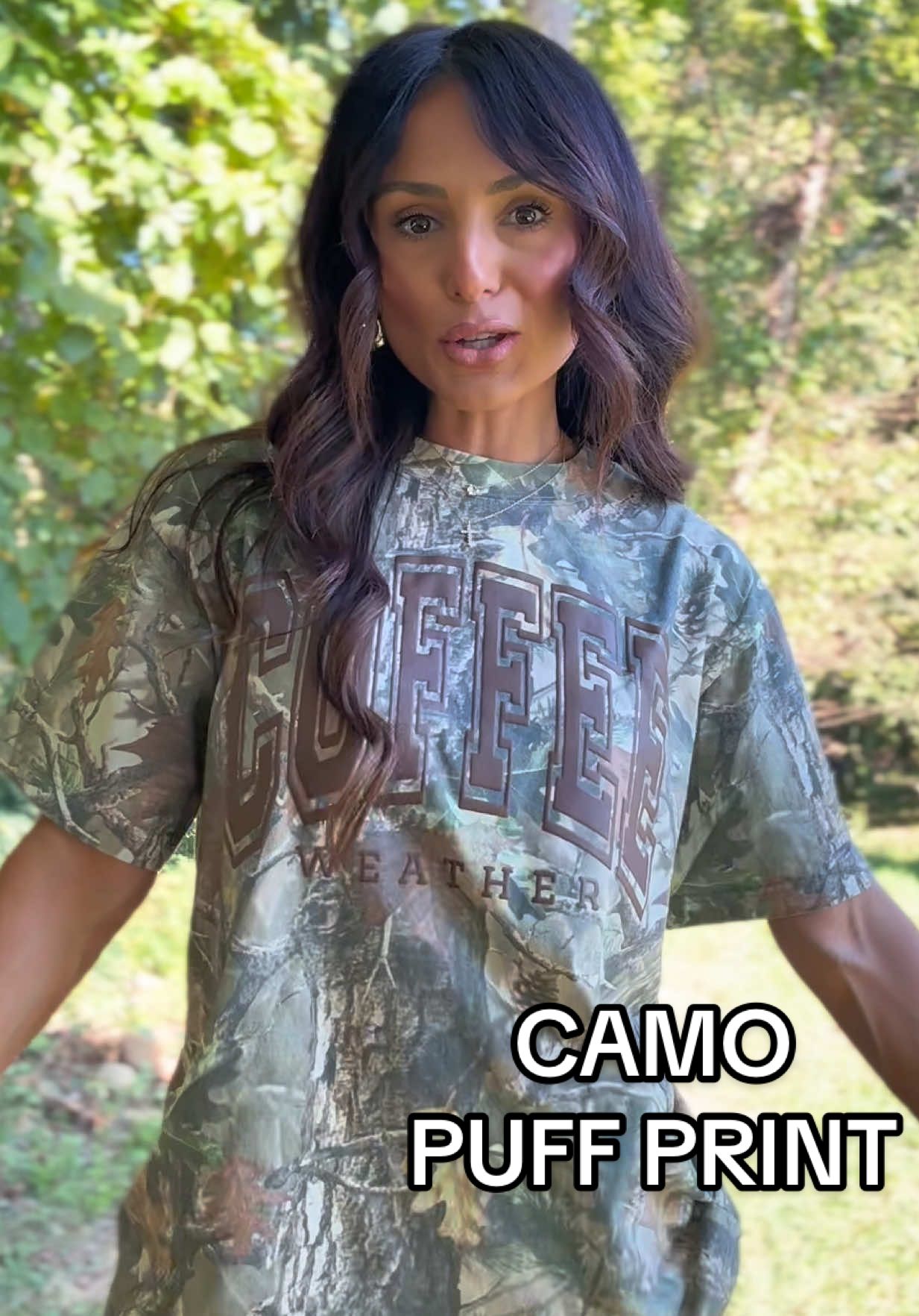 @Jordan-Colors of Grey always coming through with the cutest graphics!! This camo & puff print is so good!!! #tshirt #oversizedshirt #camo #outfitideas #puffprint 
