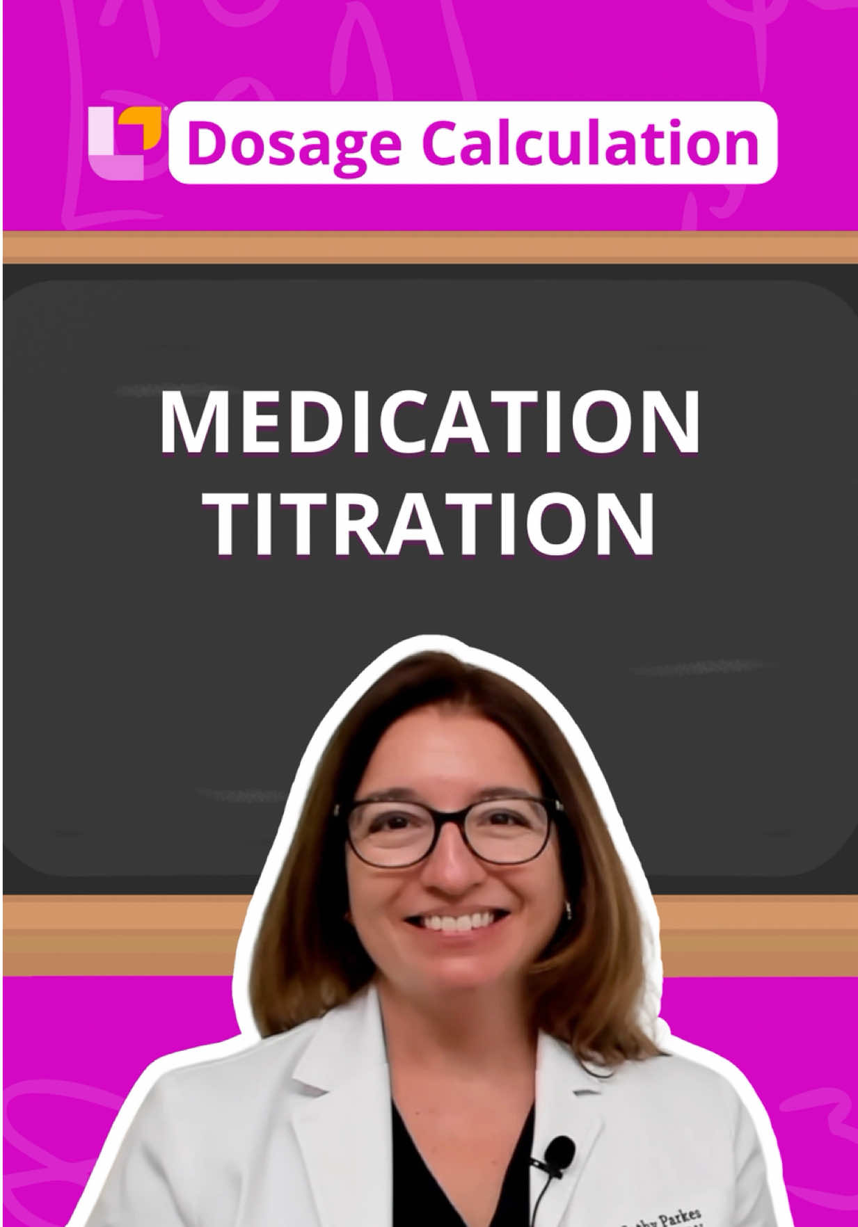 In this video, Cathy explains the concept of medication titration and provide examples of medications that are often titrated. She then works through an example problem involving medication titration. Cathy solves the problem on her whiteboard using multiple methods, including dimensional analysis, ratio & proportion, and the formula method. #dosagecalculations #stem #nursingschool #nursingstudent  #nurseeducator      