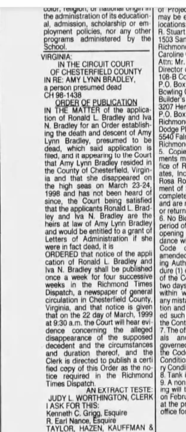 Amy Bradley a person presumed dead. #Coldcase #AmyBradley #RonBradley #IvaBradley