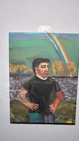 Presencia arcoíris  Primeramente disculpen mi inglés y mi ritmo 😂😝 pensé que al grabar estaría la música y me fui sin ritmo , segundo este autorretrato de una fotografía de un día muy especial muy recordado con cariño en una cabaña en Coahuila estado vecino , ese día en particular estuvo curioso el clima , de un calor se vino un aire, después una tormenta y posterior como a manera de metáfora y literal después de la tormenta y los vientos se despejó el cielo y salió el arcoíris , y vaya que lo tuvimos cerca ese día… he estado ausente por cosillas de la vida pero espero seguir pintando espero les guste y si quieren ver más a detalle o más pinturas pueden ir al perfil @guevara_ilustra  graciaaas  Acrílico  Bastidor de tela 40x30cm  #pintura #acrilicoart #autoretrato #canvas #artista 