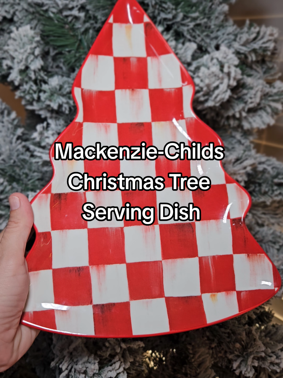 Mackenzie-Childs Cherry Check Christmas Tree Serving Dish  #mackenziechilds #servingdishes #dishes #christmasdecor #christmasgiftideas 