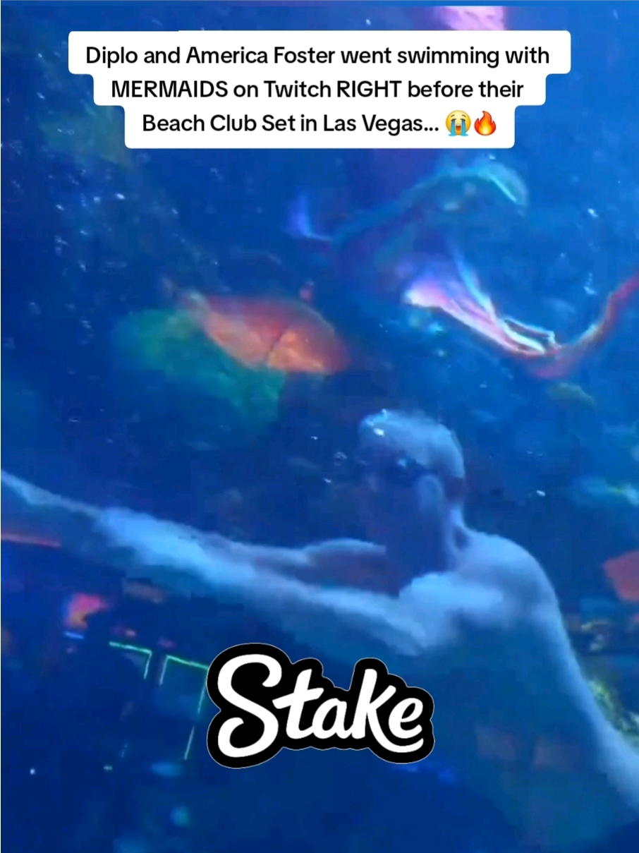 Diplo and America Foster went swimming with  MERMAIDS on Twitch RIGHT before their major lazer  Beach Club Set in Las Vegas... 😭🔥 #fyp #majorlazer #diplo #americafoster 