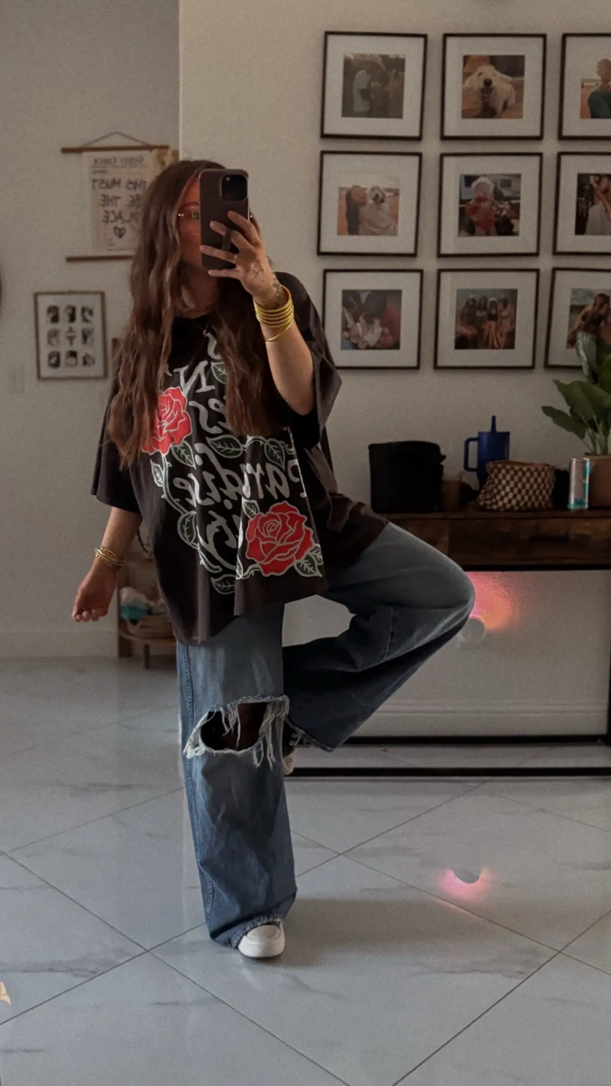also just a girl with crooked picture frames- will I ever fix it? idk tbh #fitcheck #OOTD #hairstylistootd #freepeople #fyp #outfitinspo 