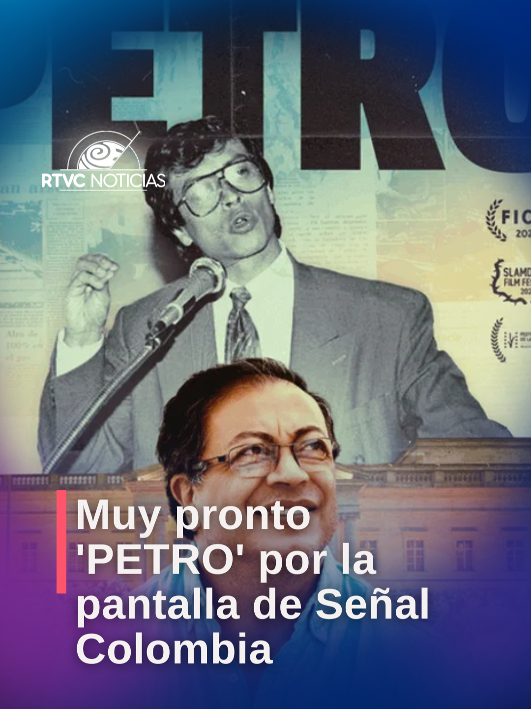 🇨🇴🎞️| Muy pronto, por la pantalla de @senalcolombia se podrá ver el documental 'PETRO' un recorrido histórico por la vida y trayectoria política del presidente @gustavopetrooficial, desde sus luchas sociales en su juventud hasta sus campañas presidenciales que lo llevaron a la presidencia de Colombia.