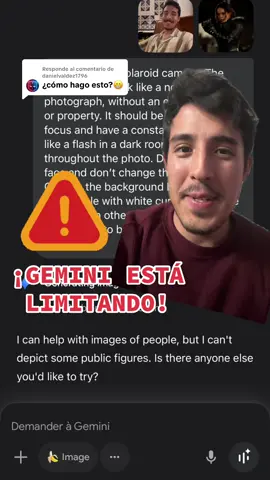 Respuesta a @danielvaldez1796 ya está limitando #gemini la creación de imágenes #polaroid con figuras públicas 😩 Pero aún se pueden volver #delulu con sus amores pasados #crush #ia #fyp 