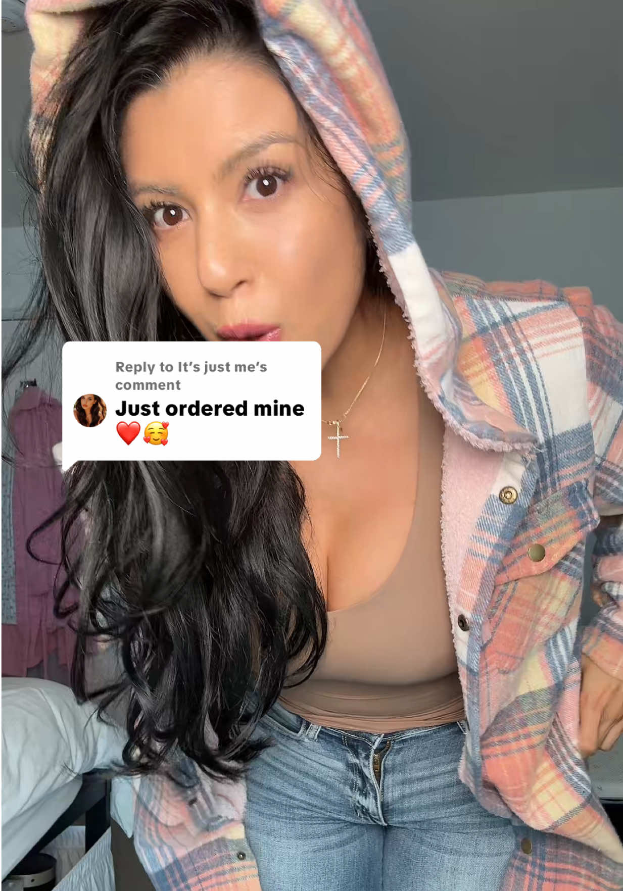 Replying to @It’s just me plaid jackets are selling fast! And on sale today 🙌🏽 you’re welcome 💕 California has begun with pumpkin spice lattes and this shacket is the perfect fall staple for my granola girls 😘  #addtocart #plaidjacket #shacket #falljackets #teddybearjacket #plaid #Falloutfits #flannelseason #flannel #fallfashionstaple 
