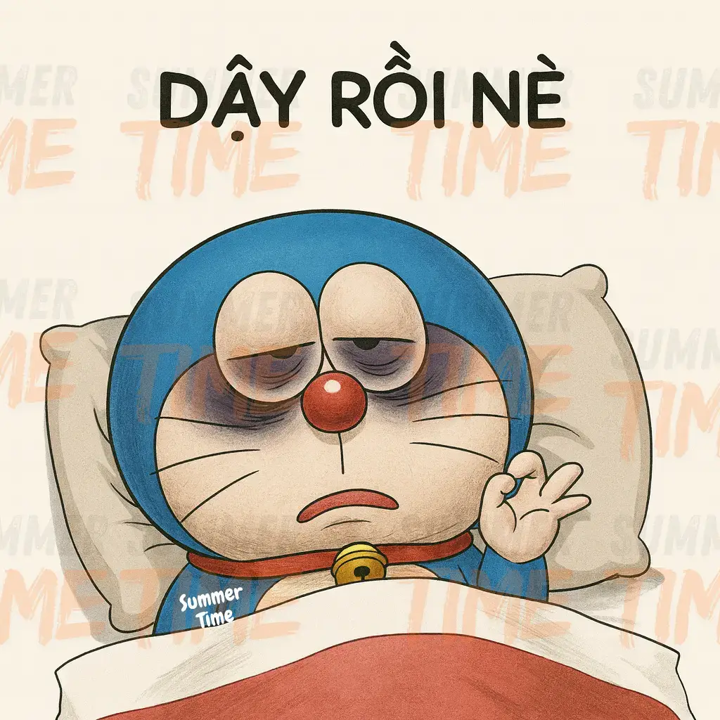 Giờ này dậy là sớm hay trễ 😗😗😗 #mes #chat #sticker #cute #doraemon 