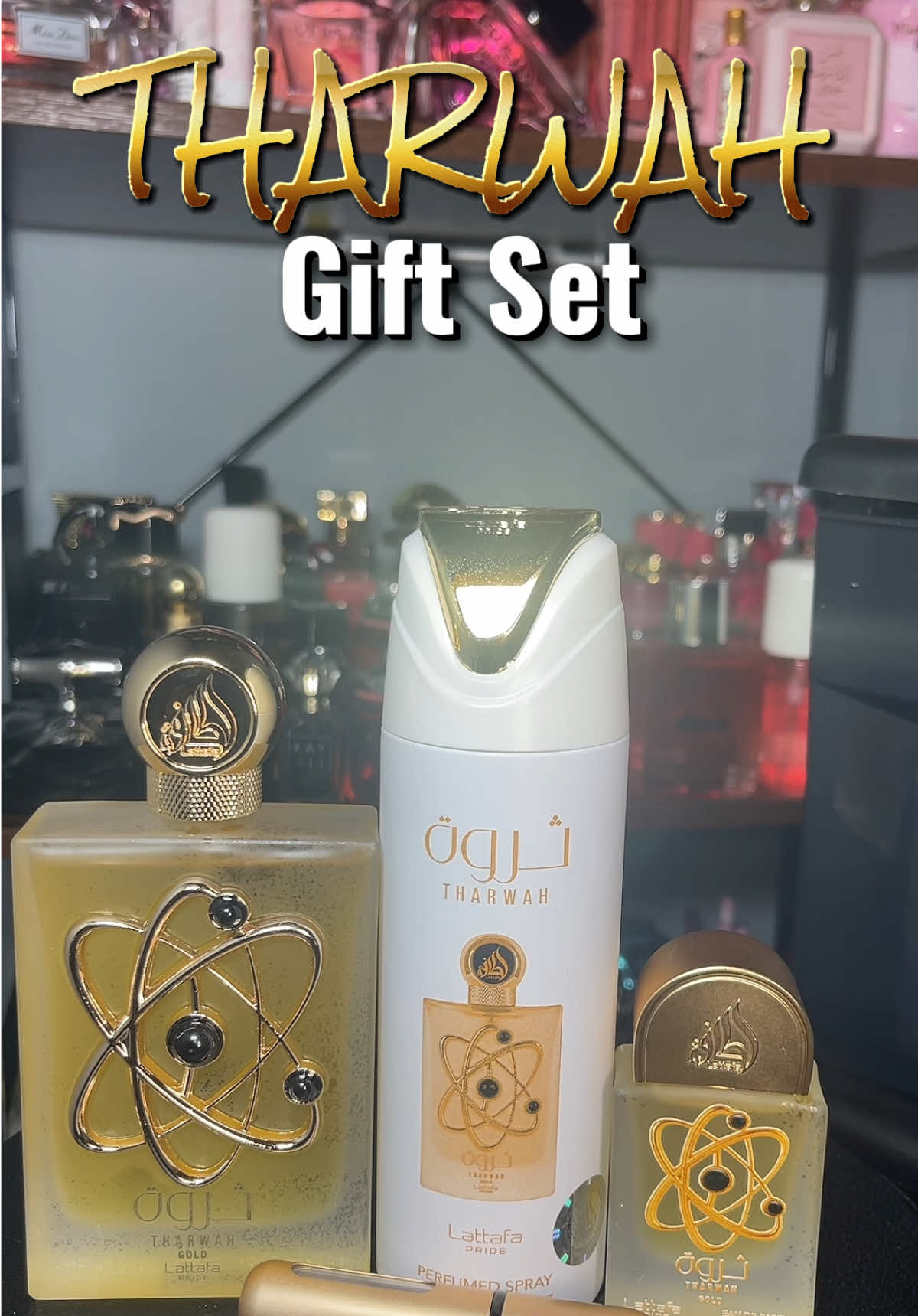 Tharwah Gold Gift Set #tharwahgold #tharwahgoldlattafa #lattafaperfume #septemberrestock #perfumegiftset 