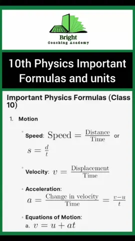 10𝘁𝗵 𝗣𝗵𝘆𝘀𝗶𝗰𝘀 𝗶𝗺𝗽𝗼𝗿𝘁𝗮𝗻𝘁 𝗙𝗼𝗿𝗺𝘂𝗹𝗮𝘀 𝗮𝗻𝗱 𝗨𝗻𝘁𝗶𝘀 #TestPreparation #physics #foryou #viral #navy 