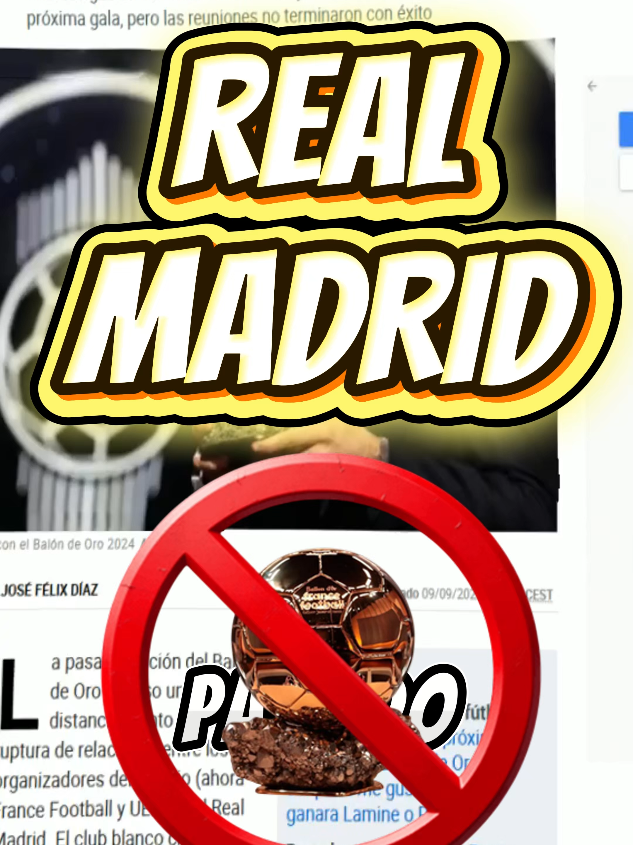 Real Madrid no va más al Balón de Oro 🤮💀 #futbol #futbolviral #realmadrid #balondeoro #cristiano #messi