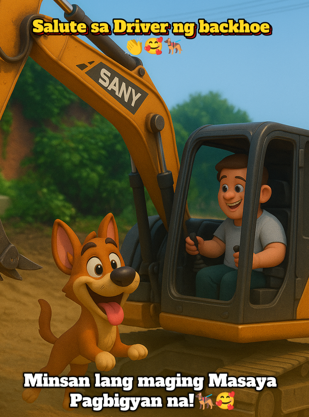 Dog lover si Kuya driver ng backhoe OPERATOR NG EXCAVATOR 👏🐕‍🦺🥰 #fyp #doglover #happymomets #ctto 