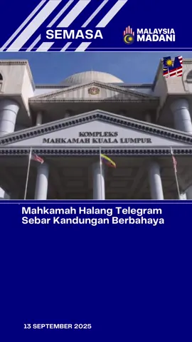 KUALA LUMPUR: Mahkamah Tinggi di sini telah mengeluarkan injunksi bagi menghalang aplikasi pesanan Telegram daripada menyebarkan kandungan berbahaya yang boleh menjejaskan kepercayaan terhadap institusi awam dan mengancam ketenteraman sosial. Hakim Mahazan Mat Taib membenarkan perintah larangan itu dalam saman yang dibawa oleh Suruhanjaya Komunikasi dan Multimedia Malaysia (MCMC) terhadap Telegram Messaging Inc, pemilik aplikasi pesanan popular tersebut. Perintah itu akan kekal berkuat kuasa sehingga penyelesaian saman MCMC. Dalam penghakimannya, Mahazan berkata MCMC telah membuktikan bahawa Telegram terlibat dalam penyebaran kandungan ofensif yang menyasarkan agensi kerajaan, badan penguatkuasaan dan anggota pentadbiran. Bagaimanapun, beliau menolak permohonan pengawal selia internet negara itu untuk mendapatkan perintah menghalang atau menutup akaun Telegram pada masa hadapan yang mungkin menyebarkan kandungan berbahaya serupa, dengan alasan mahkamah tidak boleh memaksa Telegram mengamalkan penapisan kendiri. Mahkamah akan mendengar pada 24 September satu lagi permohonan MCMC bagi kebenaran untuk memulakan prosiding komital terhadap Telegram. Permohonan itu dibuat berdasarkan dakwaan MCMC bahawa platform tersebut gagal mematuhi salah satu syarat injunksi ex-parte yang dikeluarkan pada 17 Julai. Peguam SN Nair dan Wong Guo Jin mewakili MCMC manakala Daniel Bock mewakili Telegram. Pada 19 Jun, MCMC mengumumkan bahawa ia telah menyaman Telegram serta dua salurannya – Edisi Siasat dan Edisi Khas – atas dakwaan menyebarkan kandungan berbahaya yang boleh menjejaskan kepercayaan terhadap institusi awam dan mengancam ketenteraman sosial. Kedua-dua saluran tanpa nama itu menjadi tular kerana menerbitkan pendedahan bergaya pembocor maklumat (whistleblower), kebanyakannya menyasarkan institusi awam dan agensi penguatkuasaan. Walaupun tidak rasmi, hantaran mereka sering menarik perhatian serta mencetuskan perbahasan awam. Telegram berdaftar secara sah di British Virgin Islands manakala ibu pejabat operasinya terletak di Dubai. Sumber:FMT #malaysiamadani #rakyatmalaysia #aplikasi #mcmc #fyp 