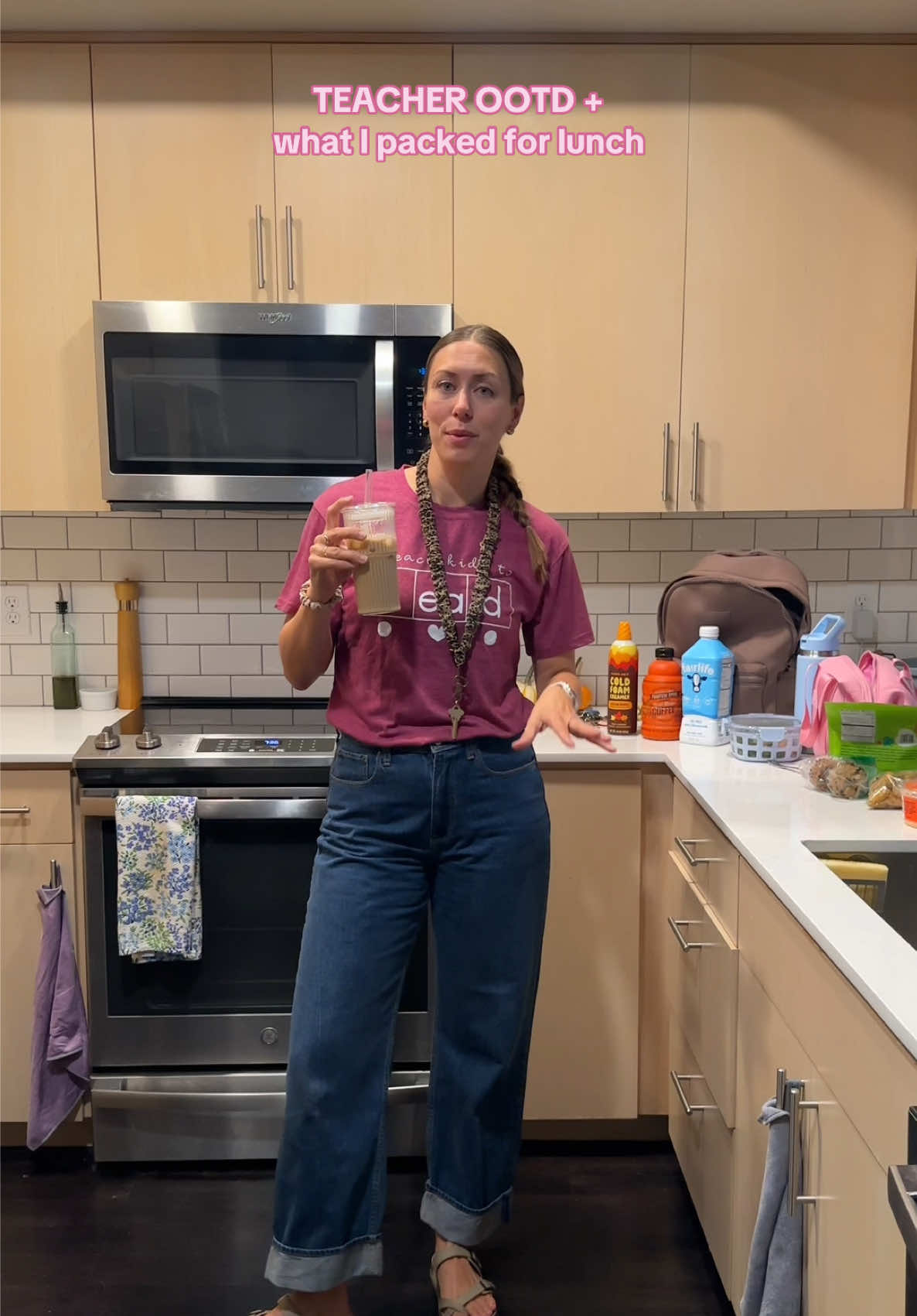 teacher ootd + what I packed for lunch!! 🍏✏️✨ #teacheroutfit #teacherootd #teacherlife #teacherlunch #teacherfashion 