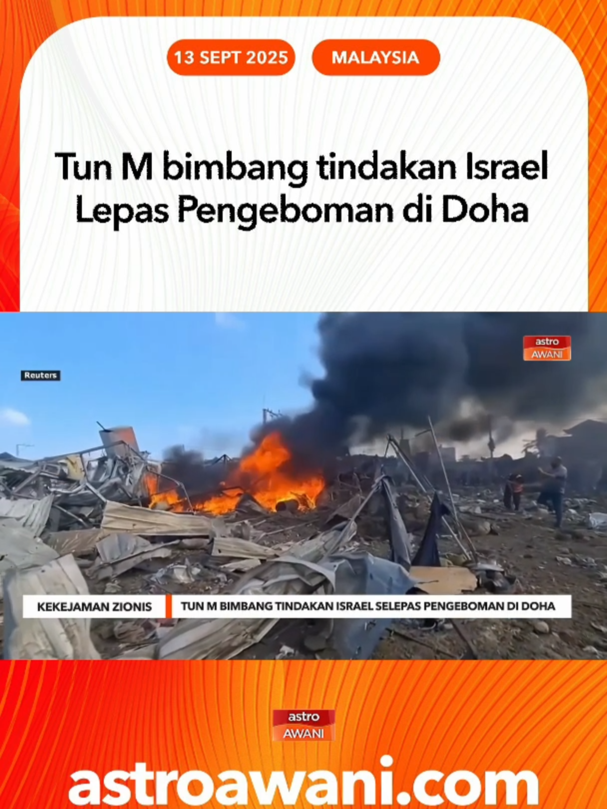 Bekas Perdana Menteri, Tun Dr Mahathir Mohamad, menyuarakan kebimbangan terhadap perkembangan terbaru di Timur Tengah susulan insiden pengeboman di Doha yang mengorbankan enam nyawa. #AWANInews