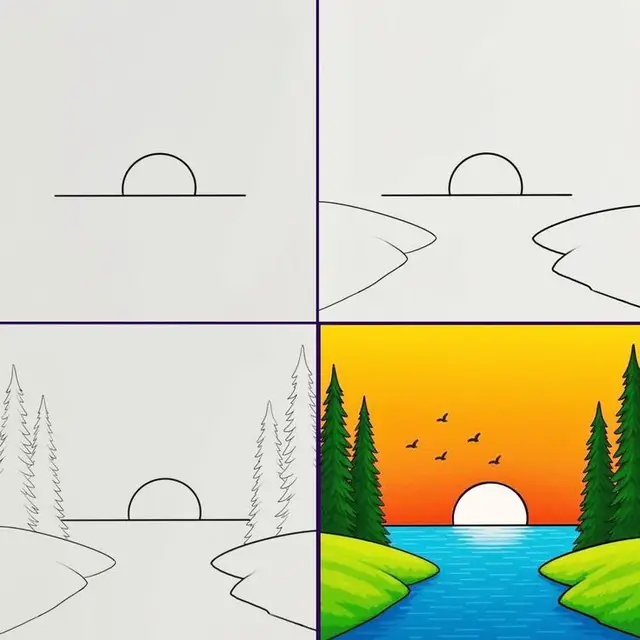 step by step easy and beautiful drawing ✨💕🕊️🌲✨✨💕❤️🥰 .....  . . . . ...  ....  ......  .....  . . ..  . . . . ....  .....  ....  .. #fyp #viral #follow #drawings 