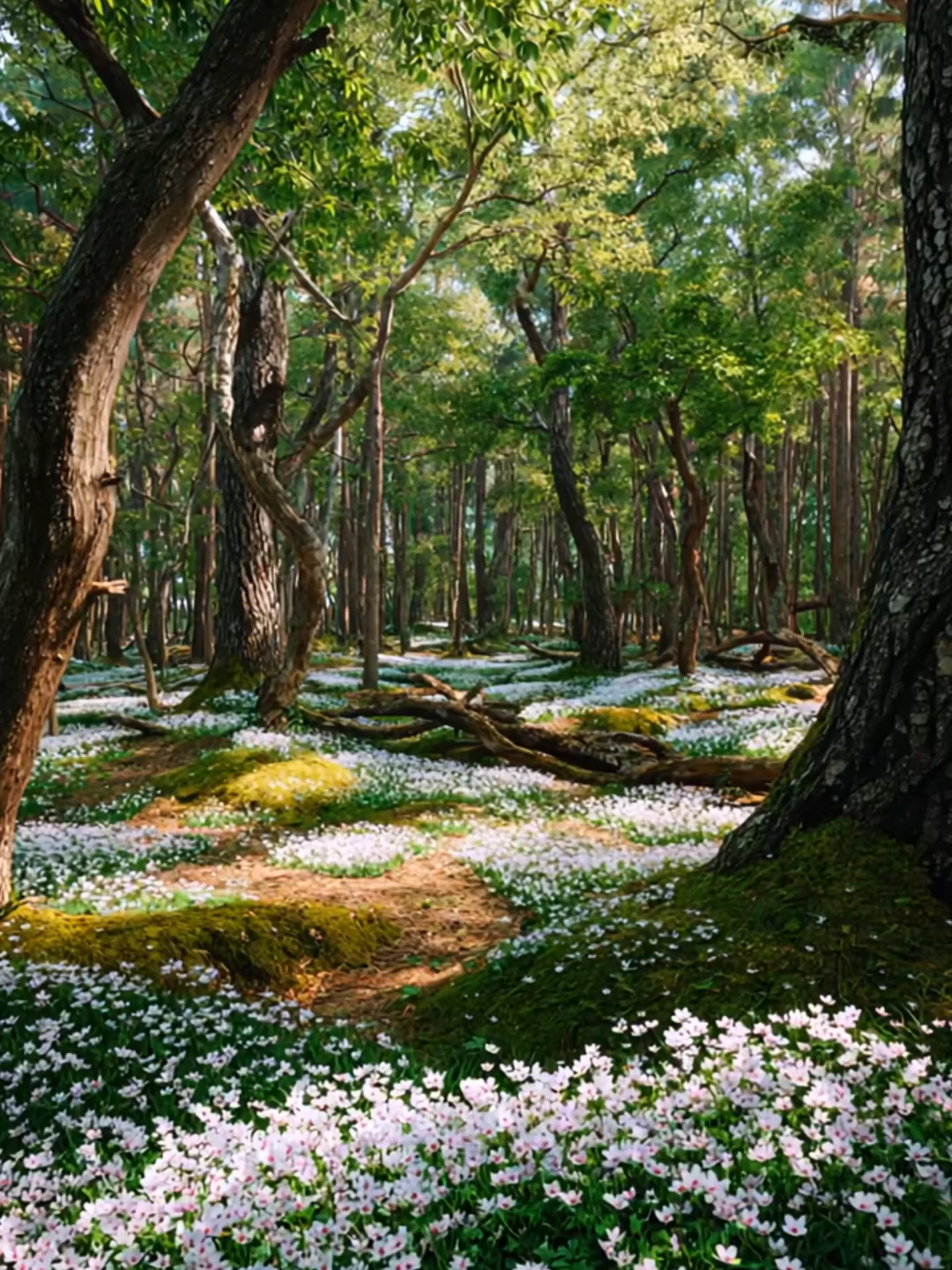 【春の目覚め】森を彩る白い花々の癒し風景  Awakening of Spring – White Blossoms Lighting Up the Forest 木漏れ日の中で、白い花々が静かに咲き誇る春の森。 落ち葉の上に広がる花の群れは、まるで大地が目覚める合図のようです。 日常の疲れを癒し、心をリセットしてくれる自然のひとときをお届けします。 Amid gentle sunlight filtering through the trees, white blossoms bloom quietly on the forest floor. Spread across fallen leaves, they look like nature’s way of awakening. Take a deep breath, let go of your stress, and find peace within this serene spring scenery. #春の森 #白い花 #自然の癒し #森の散歩 #木漏れ日 #SpringForest #WhiteBlossoms #NatureHealing #ForestWalk #SereneScenery #癒しの風景 #花の絨毯 #静かな時間 #PeacefulNature #CalmMind