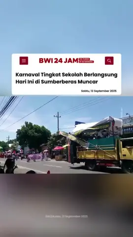 Di tengah terik cuaca panas, hari ini Sabtu (14/09/2025) siang, tengah berlangsung karnaval yang dilkuti para pelajar. Di Desa Sumberberas, Muncar, Banyuwangi. #bwi24jam #bwi24jamseptember2025