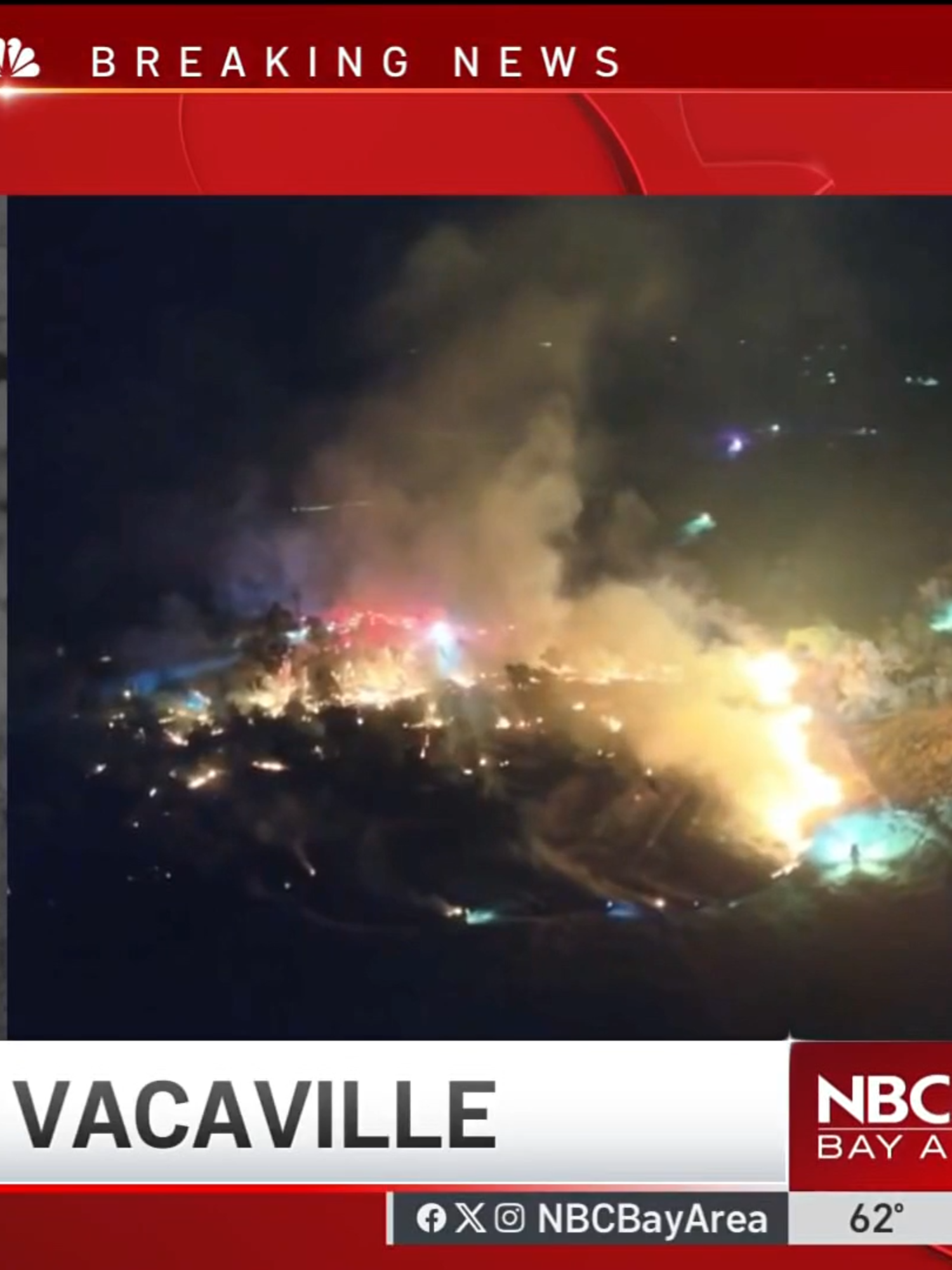 A wildfire on Pleasant Valley Road in #Vacaville grew to 13 acres Friday night with 10% containment, Cal Fire said. #bayarea #fire #wildfire #california