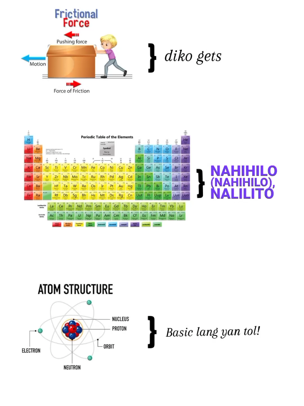 🌀 Nahihilo, Nalilito 🌀 Minsan parang ganyan din tayo sa totoong buhay hindi alam kung anong uunahin, saan pupunta, o kung tama ba yung ginagawa. Pero mas masakit ‘pag puso na ang nalilito… yung hindi mo alam kung ipaglalaban o bibitawan. 💔 Kahit paikot-ikot, darating din sa tamang direksyon kahit minsan kailangan munang masaktan bago makahanap ng sagot. ✨ __________________ #periodicaltable #grade8 #grade8mango #fyp 