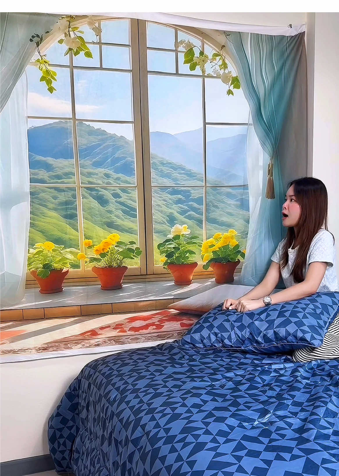 ผ้าม่าน3D ผ้าลายสวยมาก เลือกไม่ได้เอาสีนี้เลยสวยมาก  #ผ้าม่าน #ผ้าม่าน3D #ผ้าผื้นหลัง #ตกแต่งห้อง #ป้ายยาแม่บ้าน 