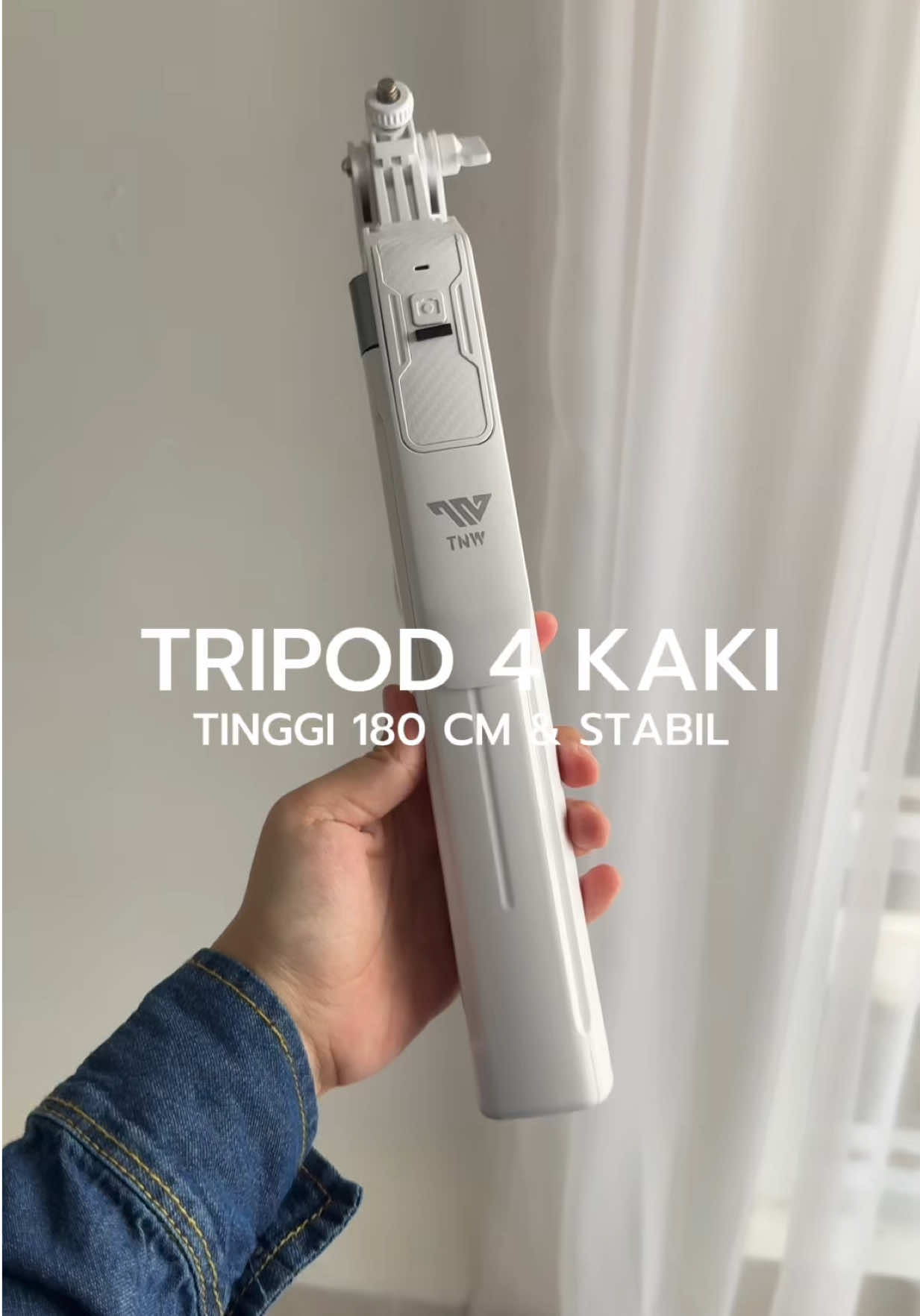 Replying to @Outfitbyana  bisa dipanjangin sampai 180cm ya tripodnya #tripod #tripodmurah #tripodbluetooth #alatngonten 