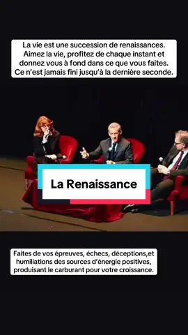 #creatorsearchinsights  La vie est une succession de renaissances. Aimez la vie, profitez de chaque instant et donnez vous à fond dans ce que vous faites. Ce n’est jamais fini jusqu’à la dernière seconde. Faites de vos épreuves, échecs, déceptions,et humiliations des sources d’énergie positives, produisant le carburant pour votre croissance. #pourtoi  #tiktokvisibility2025 #renaissance #motivation 